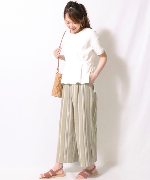 ONIGIRI（オニギリ）の「サイドスリット ワイドパンツ（その他パンツ・レディース・カーキ/オレンジ・SMALL/MEDIUM/LARGE）」の4枚目の写真