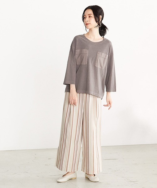 ONIGIRI（オニギリ）の「サイドスリット ワイドパンツ（その他パンツ・レディース・カーキ/オレンジ・SMALL/MEDIUM/LARGE）」の7枚目の写真