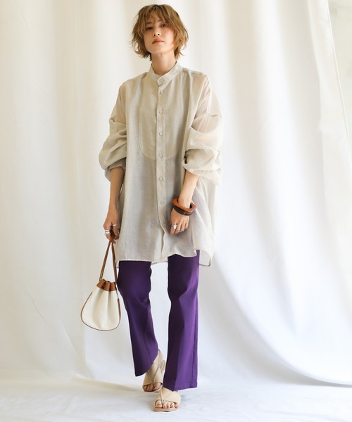 select MOCA(セレクトモカ)の「【PREMIUM PANTS】ストレッチフレアパンツ(その他パンツ・レディース・パープル/グリーン/アイボリー/レンガ・SMALL/MEDIUM)」の5枚目の写真