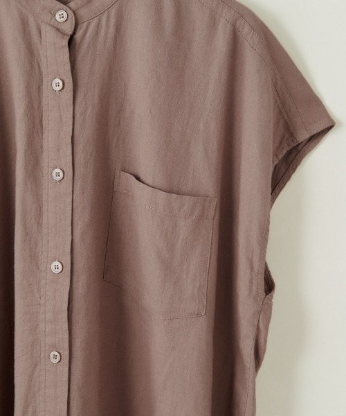 cepo（セポ）の「ＬＩＮＥＮブレンドバンドカラーシャツ（シャツ/ブラウス・レディース・オフホワイト/オレンジ/ネイビー/ブラウン・M）」の7枚目の写真