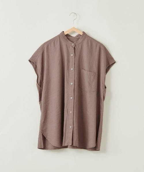 cepo（セポ）の「ＬＩＮＥＮブレンドバンドカラーシャツ（シャツ/ブラウス・レディース・オフホワイト/オレンジ/ネイビー/ブラウン・M）」の6枚目の写真