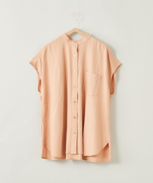 のりのりのり　　LINEN VOILE バンドカラー　リネン　シャツ bpp487-540.jpg
