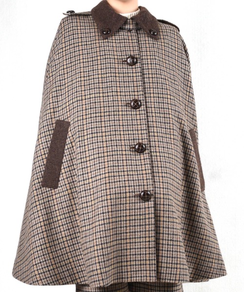 MILK ミルク 探偵風 ケープ マント コート パンツ チェック柄セットアップ ミルク新作“探偵”風ケープマント＆サスペンダー付きパンツ、チェック柄