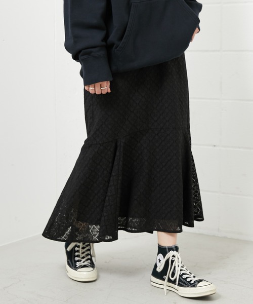 セール 洗濯機で洗える 静電気 軽減効果 セミフレアー レーススカート スカート Azul Encanto アズールエンカント のファッション通販 Zozotown