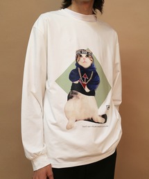 HOOK | 【HOOK -original-】【2020新作】数量限定！ユニセックス・ストリート/激カワ　オリジナルプリント 長袖tシャツ  オーバーサイズ 猫柄(Tシャツ/カットソー)