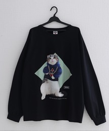 HOOK | 【HOOK -original-】【2020新作】数量限定！ユニセックス・ストリート/激カワ　オリジナルプリント 長袖tシャツ  オーバーサイズ 猫柄(Tシャツ/カットソー)