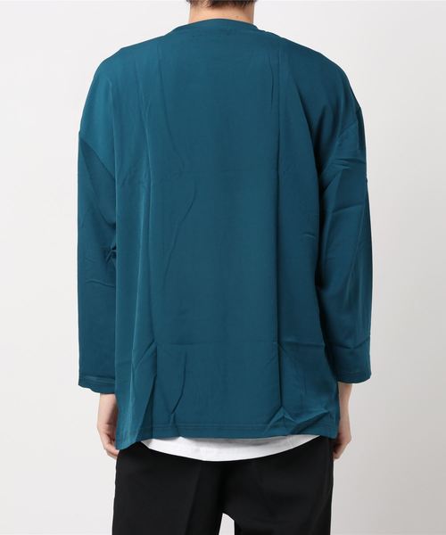 Beno（ビーノ）の「ソフト ジョーゼット / リラクシング レイヤード ビッグシルエット ロンT（Tシャツ/カットソー・メンズ・ブラック/ライトグレー/ネイビー/ダークグリーン/ブルー・M/L）」の18枚目の写真