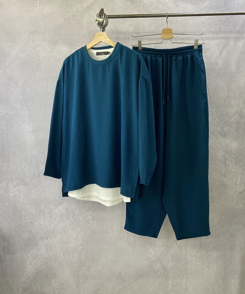 Beno（ビーノ）の「ソフト ジョーゼット / リラクシング レイヤード ビッグシルエット ロンT（Tシャツ/カットソー・メンズ・ブラック/ライトグレー/ネイビー/ダークグリーン/ブルー・M/L）」の5枚目の写真