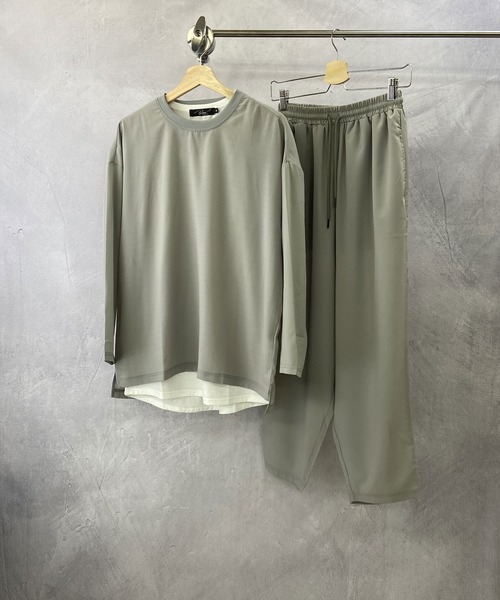 Beno（ビーノ）の「ソフト ジョーゼット / リラクシング レイヤード ビッグシルエット ロンT（Tシャツ/カットソー・メンズ・ブラック/ライトグレー/ネイビー/ダークグリーン/ブルー・M/L）」の3枚目の写真