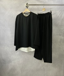 Beno | 【 セットアップ 対応 】 ソフト ジョーゼット / リラクシング レイヤード ビッグシルエット Tシャツ / ロンT(Tシャツ/カットソー)