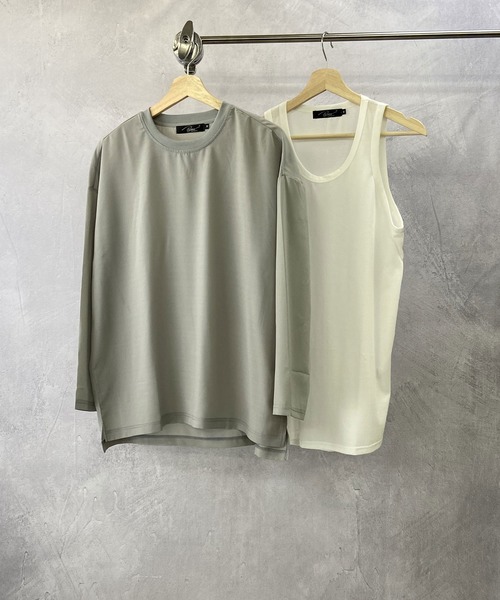 Beno（ビーノ）の「ソフト ジョーゼット / リラクシング レイヤード ビッグシルエット ロンT（Tシャツ/カットソー・メンズ・ブラック/ライトグレー/ネイビー/ダークグリーン/ブルー・M/L）」の7枚目の写真