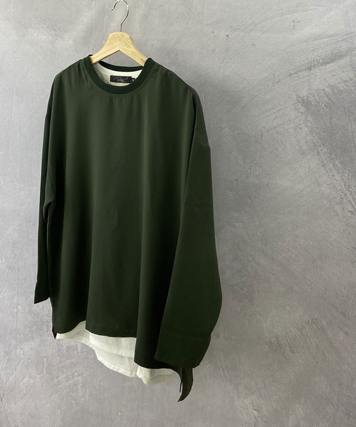 Beno（ビーノ）の「ソフト ジョーゼット / リラクシング レイヤード ビッグシルエット ロンT（Tシャツ/カットソー・メンズ・ブラック/ライトグレー/ネイビー/ダークグリーン/ブルー・M/L）」の14枚目の写真