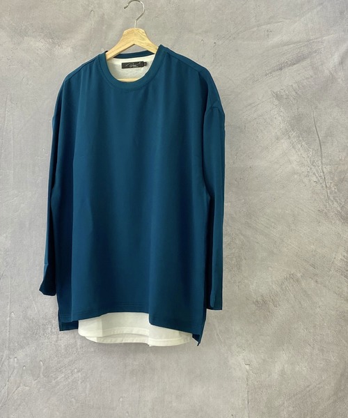 Beno（ビーノ）の「ソフト ジョーゼット / リラクシング レイヤード ビッグシルエット ロンT（Tシャツ/カットソー・メンズ・ブラック/ライトグレー/ネイビー/ダークグリーン/ブルー・M/L）」の11枚目の写真