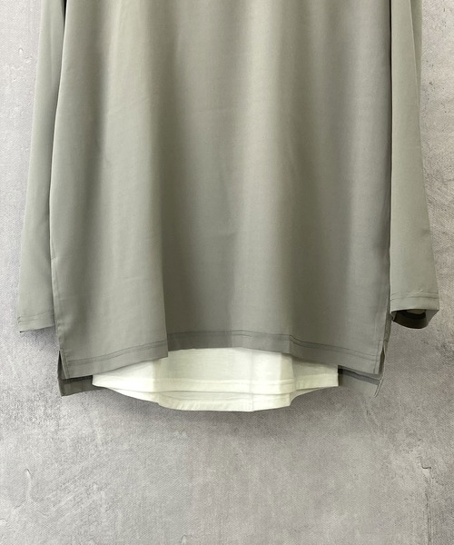 Beno（ビーノ）の「ソフト ジョーゼット / リラクシング レイヤード ビッグシルエット ロンT（Tシャツ/カットソー・メンズ・ブラック/ライトグレー/ネイビー/ダークグリーン/ブルー・M/L）」の15枚目の写真