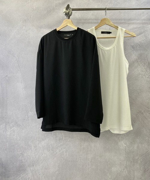 Beno（ビーノ）の「ソフト ジョーゼット / リラクシング レイヤード ビッグシルエット ロンT（Tシャツ/カットソー・メンズ・ブラック/ライトグレー/ネイビー/ダークグリーン/ブルー・M/L）」の6枚目の写真