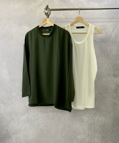 Beno（ビーノ）の「ソフト ジョーゼット / リラクシング レイヤード ビッグシルエット ロンT（Tシャツ/カットソー・メンズ・ブラック/ライトグレー/ネイビー/ダークグリーン/ブルー・M/L）」の8枚目の写真