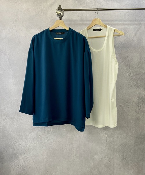 Beno（ビーノ）の「ソフト ジョーゼット / リラクシング レイヤード ビッグシルエット ロンT（Tシャツ/カットソー・メンズ・ブラック/ライトグレー/ネイビー/ダークグリーン/ブルー・M/L）」の9枚目の写真