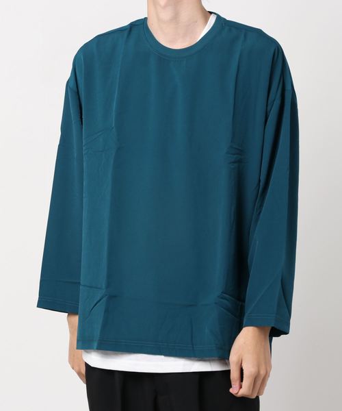 Beno（ビーノ）の「ソフト ジョーゼット / リラクシング レイヤード ビッグシルエット ロンT（Tシャツ/カットソー・メンズ・ブラック/ライトグレー/ネイビー/ダークグリーン/ブルー・M/L）」の21枚目の写真