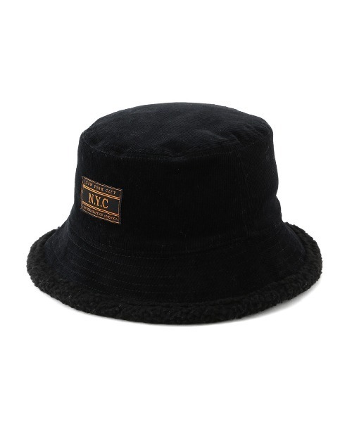 JUNRED(ジュンレッド)の「コーデュロイ&ボア バケットハット(ハット・メンズ・ブラック/ベージュ・FREE)」の2枚目の写真