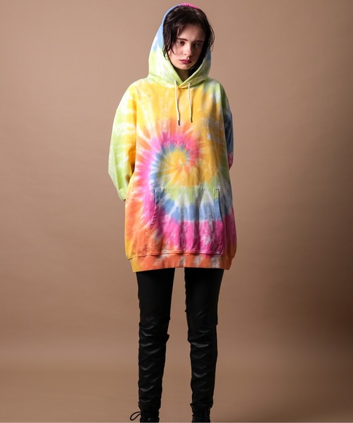 FRANKLIN & MARSHALL（フランクリンマーシャル）の「FRANKLIN & MARSHALL/フランクリンマーシャル　Tie dye print brushed back Hoodie / プリント フーディー（パーカー・メンズ・その他/ブラック・MEDIUM/LARGE/X-LARGE）」の5枚目の写真