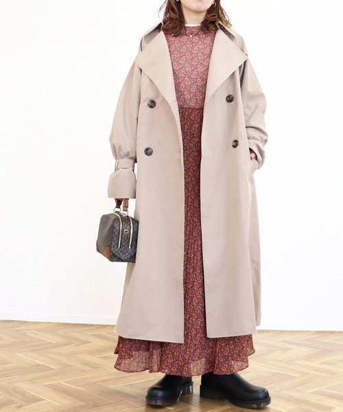 Monocoro toppi（モノコロトッピ）の「バックシフォントレンチコート 21SS（トレンチコート・レディース・ベージュ/ブルー系その他/グレイッシュベージュ・M）」の14枚目の写真