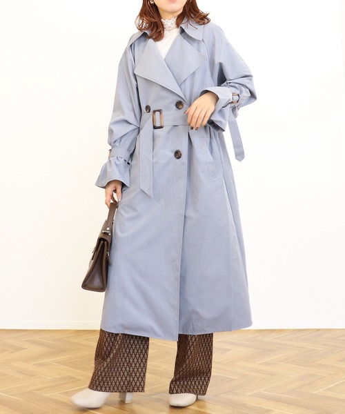 Monocoro toppi（モノコロトッピ）の「バックシフォントレンチコート 21SS（トレンチコート・レディース・ベージュ/ブルー系その他/グレイッシュベージュ・M）」の5枚目の写真