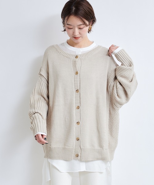 DouDou(ドゥドゥ)の「【WEB限定】編地切替ニット(ニット/セーター・レディース・ライトベージュ/バイオレット・FREE)」の22枚目の写真