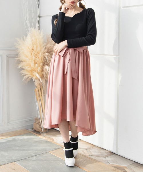 Newlyme（ニューリーミー）の「フィッシュテールリボンスカート（スカート・レディース・ブラック/イエロー/ブルー/グリーン/グレイッシュベージュ/ベビーピンク・MEDIUM/LARGE）」の16枚目の写真