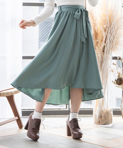 Newlyme（ニューリーミー）の「フィッシュテールリボンスカート（スカート・レディース・ブラック/イエロー/ブルー/グリーン/グレイッシュベージュ/ベビーピンク・MEDIUM/LARGE）」の21枚目の写真