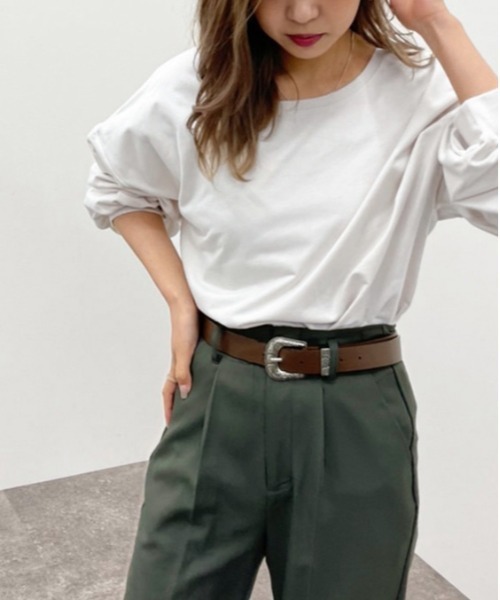 apres jour mignon(アプレジュールミニョン)の「バックUネックトップス【ZOZOTOWN限定アイテム】(Tシャツ/カットソー・レディース・グレイッシュベージュ/ブラック/ダークブルー/アイボリー・フリー/X-LARGE)」の14枚目の写真