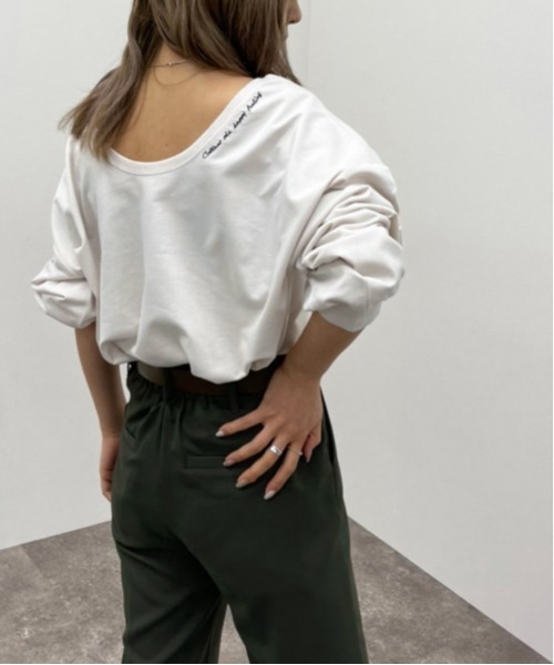 apres jour mignon(アプレジュールミニョン)の「バックUネックトップス【ZOZOTOWN限定アイテム】(Tシャツ/カットソー・レディース・グレイッシュベージュ/ブラック/ダークブルー/アイボリー・フリー/X-LARGE)」の15枚目の写真