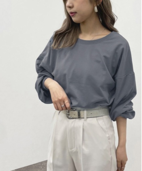apres jour mignon(アプレジュールミニョン)の「バックUネックトップス【ZOZOTOWN限定アイテム】(Tシャツ/カットソー・レディース・グレイッシュベージュ/ブラック/ダークブルー/アイボリー・フリー/X-LARGE)」の7枚目の写真