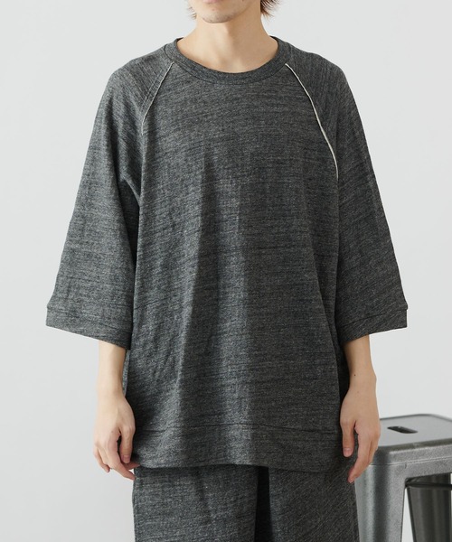 COLONY 2139(コロニートゥーワンスリーナイン)の「【MEN'S】粗挽き接結ラグラン半袖プルオーバー/ルームウェア (セットアップ可)(ルームウェア/パジャマ・メンズ・チャコールグレー/グレー・MEDIUM/LARGE)」の1枚目の写真