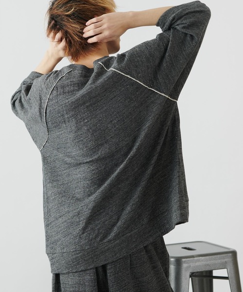 COLONY 2139(コロニートゥーワンスリーナイン)の「【MEN'S】粗挽き接結ラグラン半袖プルオーバー/ルームウェア (セットアップ可)(ルームウェア/パジャマ・メンズ・チャコールグレー/グレー・MEDIUM/LARGE)」の3枚目の写真