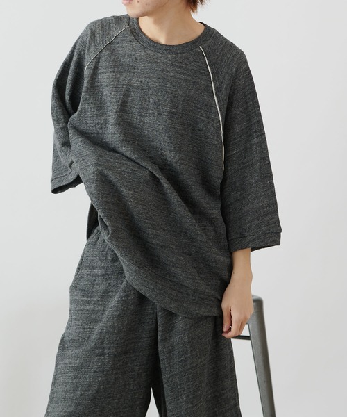 COLONY 2139(コロニートゥーワンスリーナイン)の「【MEN'S】粗挽き接結ラグラン半袖プルオーバー/ルームウェア (セットアップ可)(ルームウェア/パジャマ・メンズ・チャコールグレー/グレー・MEDIUM/LARGE)」の7枚目の写真