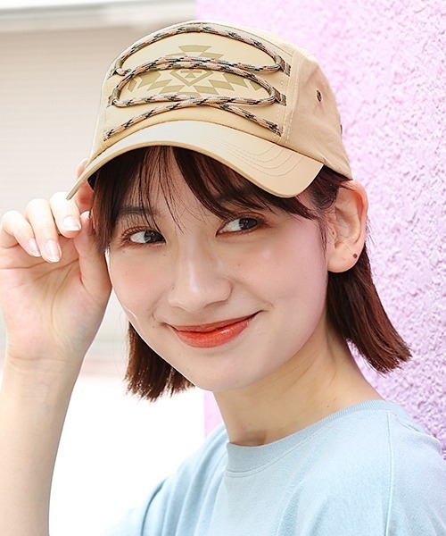 チチカカ（チチカカ）の「パラコードアレンジジェットキャップ（キャップ・レディース・ベージュ/ネイビー/グリーン・FREE）」の2枚目の写真