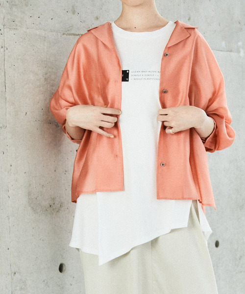 ルーズ開襟シアーシャツ
