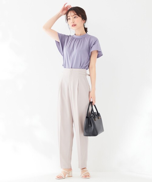 ANY SIS(エニィスィス)の「【洗える】ハイウエストサイドバックル テーパードパンツ(その他パンツ・レディース・ライトグレー系/黄土色系/ネイビー系・1/2/3)」の6枚目の写真