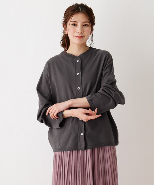 SHOO・LA・RUE（シューラルー）の「◆リングドットボタンカーディガン（カーディガン/ボレロ・レディース・チャコールグレー/イエロー/アイボリー・02/04/03）」の3枚目の写真