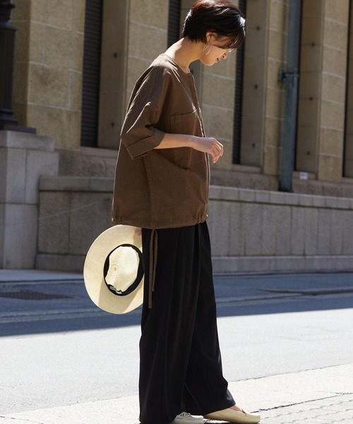 OMNES Another Edition（オムネス アナザーエディション）の「製品染め コットンビッグポケットプルオーバーシャツ（シャツ/ブラウス・レディース・ブラック/ベージュ/カーキ/モカ・FREE）」の20枚目の写真