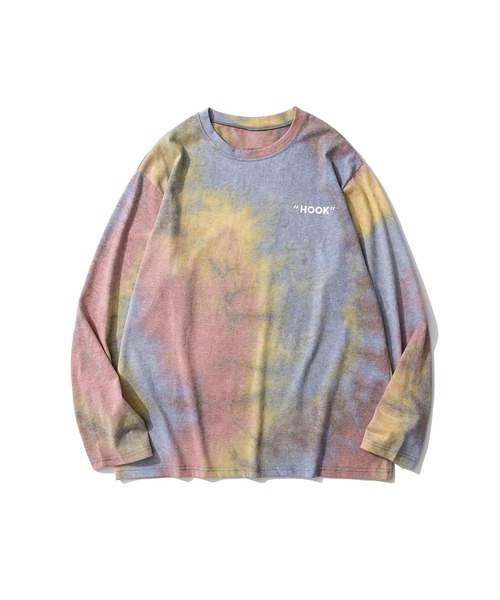 HOOK（フック）の「【HOOK】個性派タイダイ染めロングt（Tシャツ/カットソー・メンズ・ピンク/ブルー/グレー・M/L/XL/XXL）」の5枚目の写真