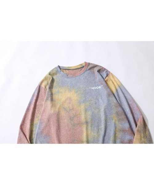 HOOK（フック）の「【HOOK】個性派タイダイ染めロングt（Tシャツ/カットソー・メンズ・ピンク/ブルー/グレー・M/L/XL/XXL）」の8枚目の写真