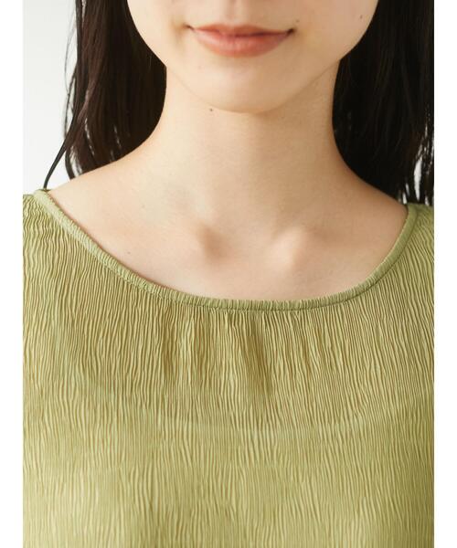 Green Parks(グリーンパークス)の「シャーリングカットプルオーバー*(Tシャツ/カットソー・レディース・チャコールグレー/イエロー/オフホワイト・FREE)」の8枚目の写真