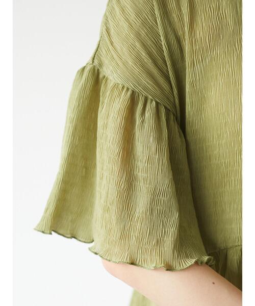 Green Parks(グリーンパークス)の「シャーリングカットプルオーバー*(Tシャツ/カットソー・レディース・チャコールグレー/イエロー/オフホワイト・FREE)」の9枚目の写真