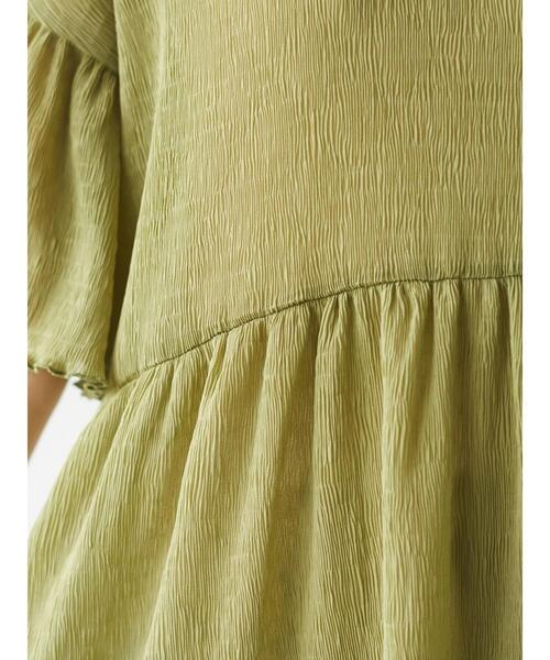 Green Parks(グリーンパークス)の「シャーリングカットプルオーバー*(Tシャツ/カットソー・レディース・チャコールグレー/イエロー/オフホワイト・FREE)」の10枚目の写真