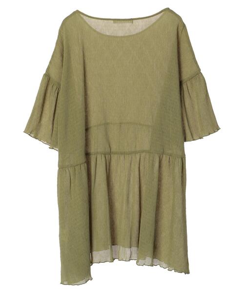 Green Parks(グリーンパークス)の「シャーリングカットプルオーバー*(Tシャツ/カットソー・レディース・チャコールグレー/イエロー/オフホワイト・FREE)」の14枚目の写真