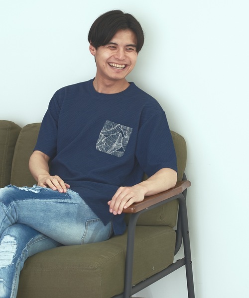 Blue Standard (ブルースタンダード)の「【BLUE STANDARD】速乾 制菌 防臭 快適 シワになりにくい ドライワッフルポケTシャツ(Tシャツ/カットソー・メンズ・ブルー系その他/ネイビー/ホワイト/オフホワイト・MEDIUM/LARGE/X-LARGE)」の3枚目の写真