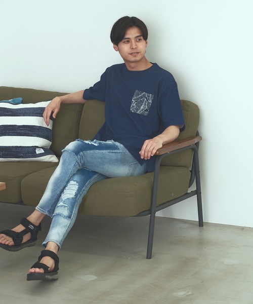 Blue Standard (ブルースタンダード)の「【BLUE STANDARD】速乾 制菌 防臭 快適 シワになりにくい ドライワッフルポケTシャツ(Tシャツ/カットソー・メンズ・ブルー系その他/ネイビー/ホワイト/オフホワイト・MEDIUM/LARGE/X-LARGE)」の6枚目の写真