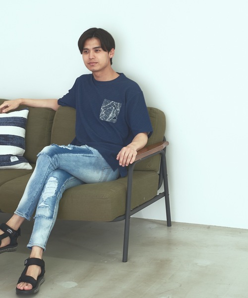 Blue Standard (ブルースタンダード)の「【BLUE STANDARD】速乾 制菌 防臭 快適 シワになりにくい ドライワッフルポケTシャツ(Tシャツ/カットソー・メンズ・ブルー系その他/ネイビー/ホワイト/オフホワイト・MEDIUM/LARGE/X-LARGE)」の5枚目の写真