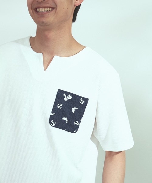 Blue Standard (ブルースタンダード)の「【BLUE STANDARD】速乾 制菌 防臭 快適 シワになりにくい ドライワッフルポケTシャツ(Tシャツ/カットソー・メンズ・ブルー系その他/ネイビー/ホワイト/オフホワイト・MEDIUM/LARGE/X-LARGE)」の22枚目の写真